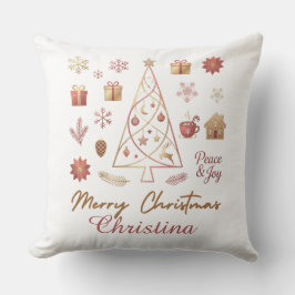 Elegant Modern Christmas Gold & Red Minimal Design Kudde