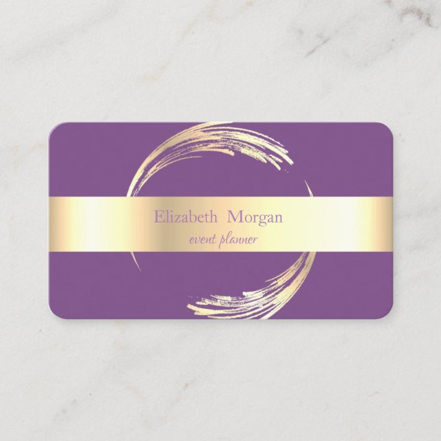 Elegant Modern  Cirkel Violett, Guld Visitkort (Framsida)