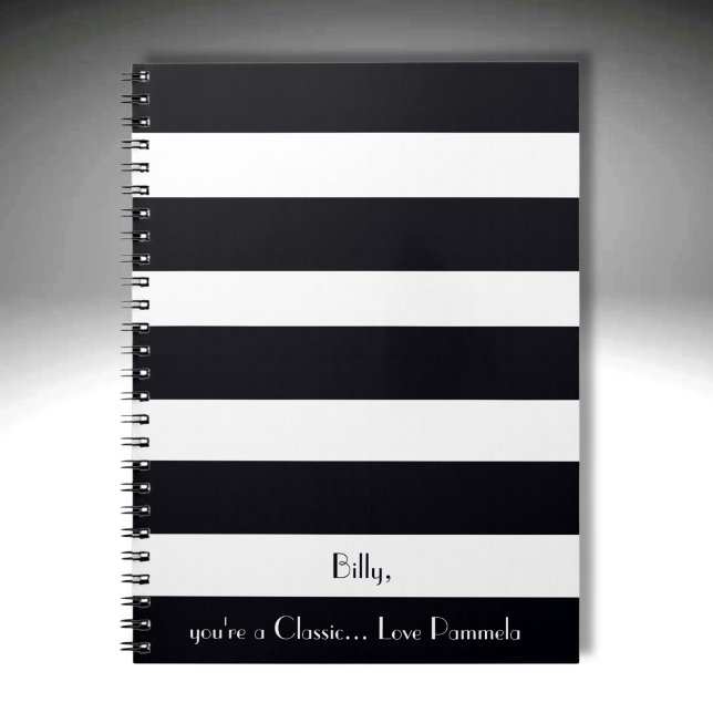 Elegant, Modern, Classic Black & White Stripes     Anteckningsbok (A Timeless Classic to be Sure.)