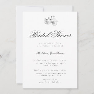 Elegant Modern Classic BW Art Blommigt Möhippa Inbjudningar