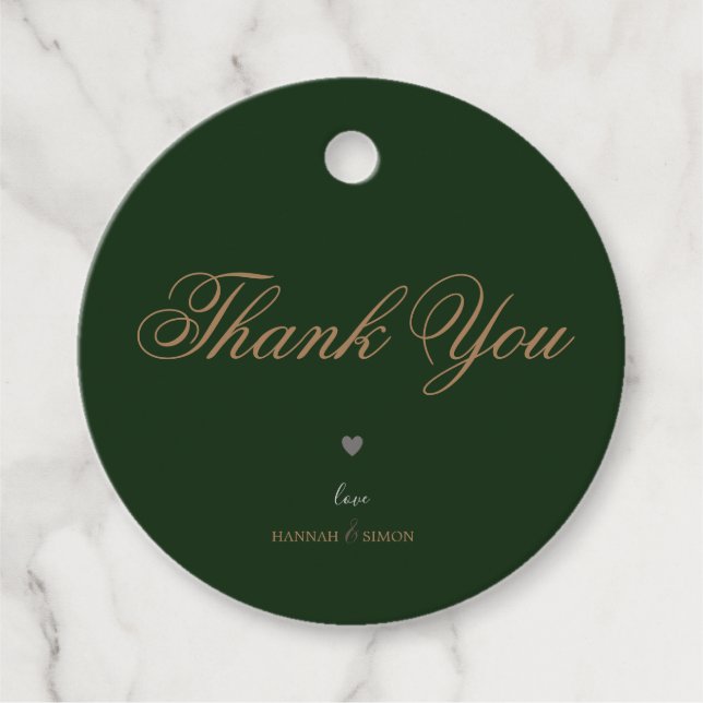 Elegant Modern Classic Emerald Grönt Guld Bröllop Gåvor Etiketter (Framsida)