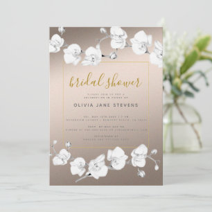Elegant Modern Classic Orchids Beige Möhippa Inbjudningar