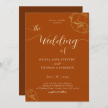 Elegant Modern Classic Rust Brown Blommigt Bröllop