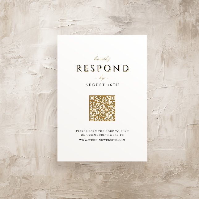 Elegant Modern Classy Luxury QR-kod Bröllop OSA Kort (Elegant Modern Classy Luxury QR code Wedding RSVP Card)