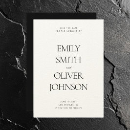 Elegant Modern Clean White Bröllop Spara Datumet