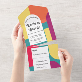 Elegant Modern Colorful Abstrakt Snyggt Bröllop