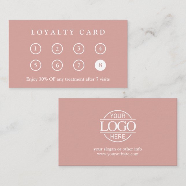 Elegant Modern Company Business Logo Dusty Rose Lojalitetskort (Fram/baksida)