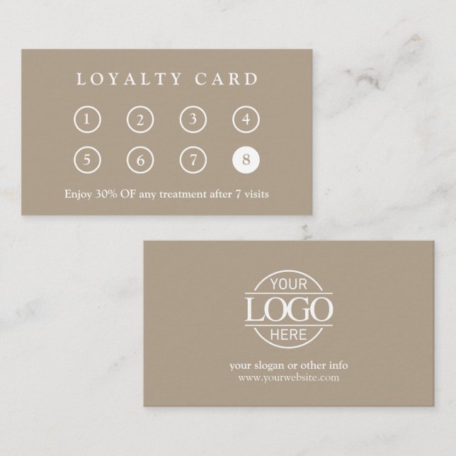 Elegant Modern Company Business Logo Taupe Beige Lojalitetskort (Fram/baksida)
