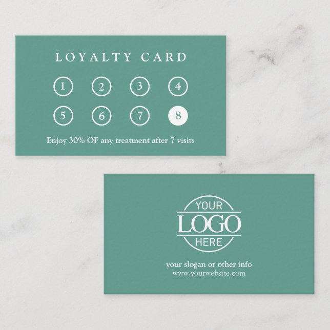 Elegant Modern Company Business Logo Teal Green Lojalitetskort (Fram/baksida)