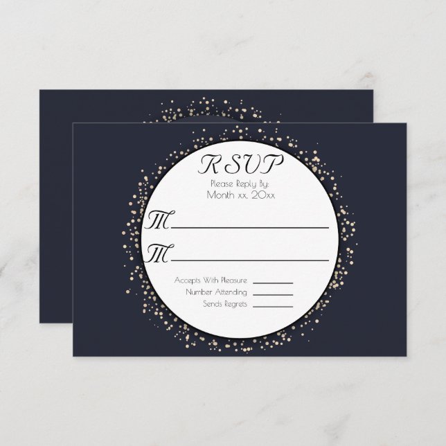 Elegant Modern Confetti Guld Bröllop OSA Card (Fram/baksida)