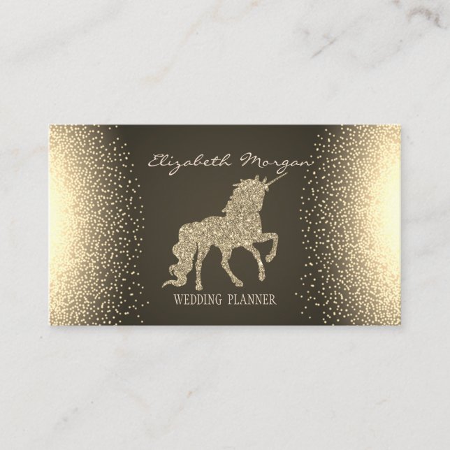 Elegant Modern Confetti Guld Glitter Unicorn Visitkort (Framsida)
