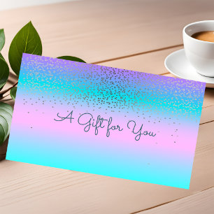 Elegant Modern Confetti Holography Ombre Rabattkort