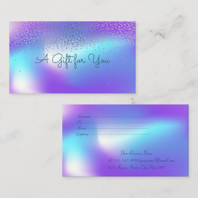Elegant Modern Confetti Ombre Holografi Rabattkort (Fram/baksida)