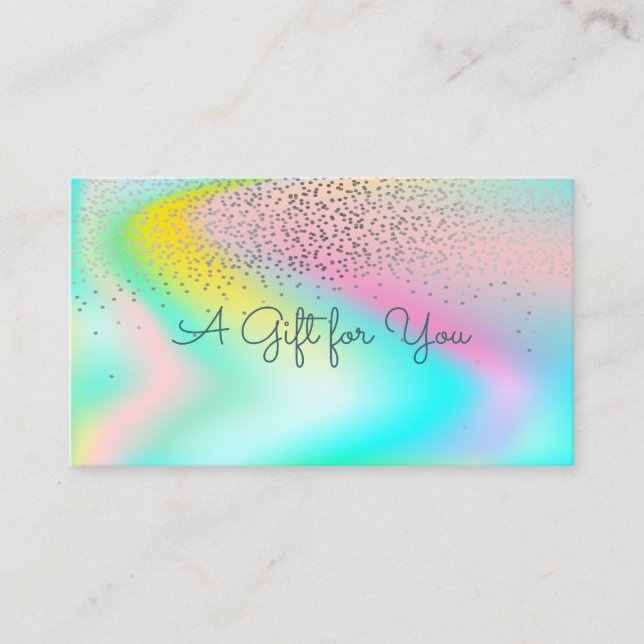 Elegant Modern Confetti Rainbow HoloGrapi Rabattkort (Framsida)