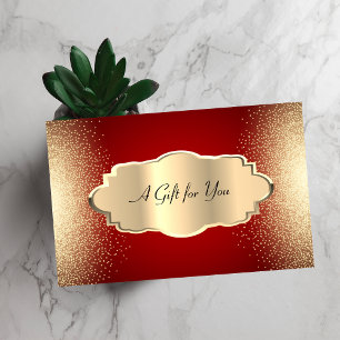 Elegant Modern Confetti,Red, Guld Ram Rabattkort