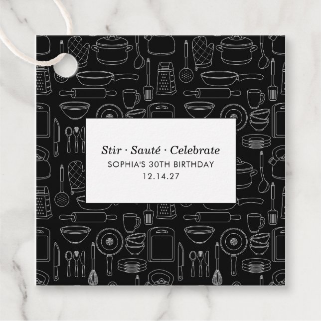Elegant Modern Cooking Party Chef Birthday Party Gåvor Etiketter (Framsida)