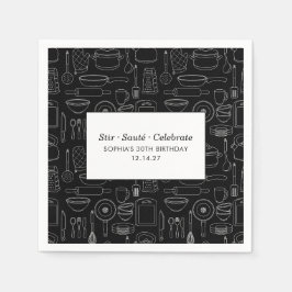 Elegant Modern Cooking Party Chef Birthday Party Pappersservett