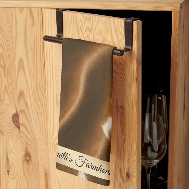 Elegant Modern Cow Faux Leather Collection Kökshandduk (Thirds Fold)