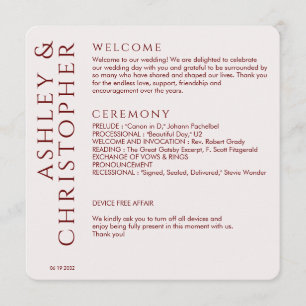 Elegant Modern Crimson Red Bröllop Program