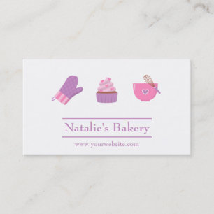 Elegant Modern Cupcake Bageri Café Rosa Lila Visitkort