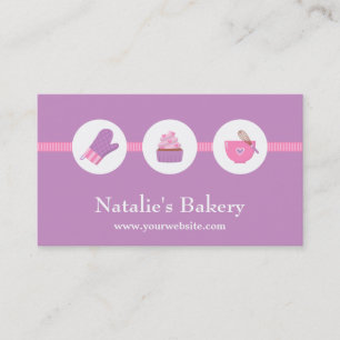 Elegant Modern Cupcake Bageri Café Rosa Lila Visitkort