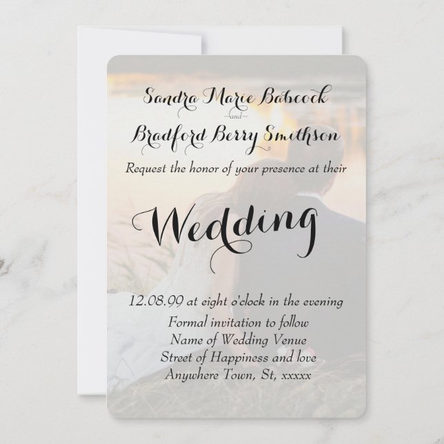 Elegant Modern Custom  Photo Save The Date Wedding Inbjudningar (Baksida)