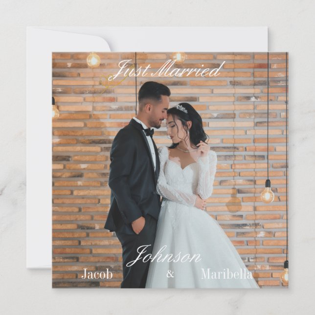Elegant Modern Custom Wedding Photo Thank You Card (Framsida)