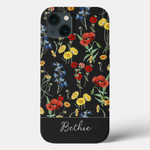 Elegant Modern Cute Wildblommor Namn Black