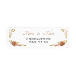 Elegant Modern Dahlias Golden Script Wedding  Returadress Etikett