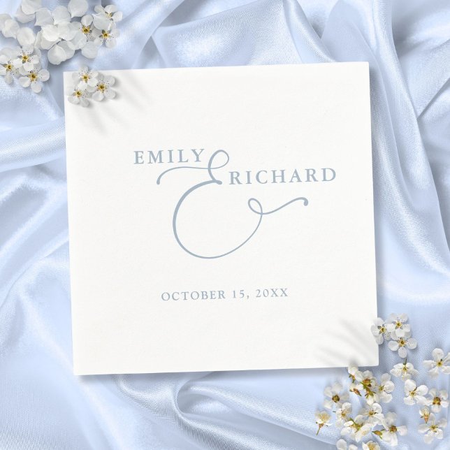 Elegant Modern Damblå Bröllop Pappersservett (Elegant Modern Dusty Blue Wedding Napkins)