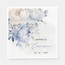 Elegant Modern Dammig Blå Blommig Quinceañera