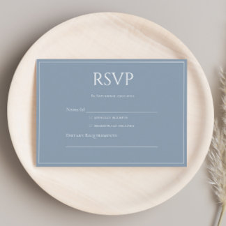 Elegant Modern Dammig Blå Monogram RSVP  Tilläggskort