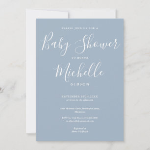 Elegant Modern Dammig Blå Pojk Bebis Shower Inbjudningar