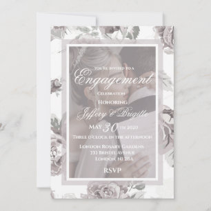 Elegant modern dammig rosa rosblommig förlovning  meddelande