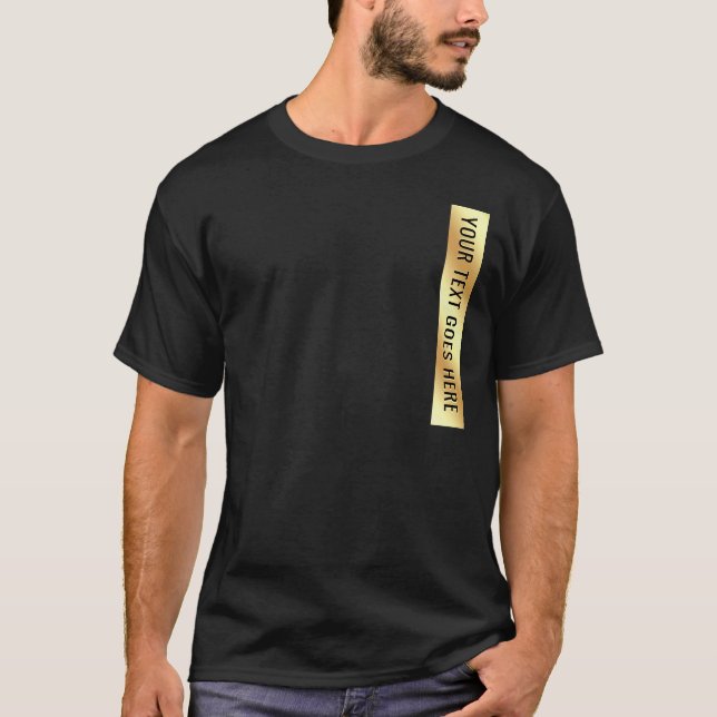 Elegant Modern din Anpassningsbar Text Black & Gul T Shirt (Framsida)