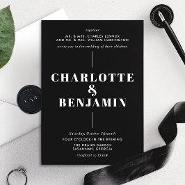 Elegant Modern djärv vit och svart Bröllop Inbjudningar