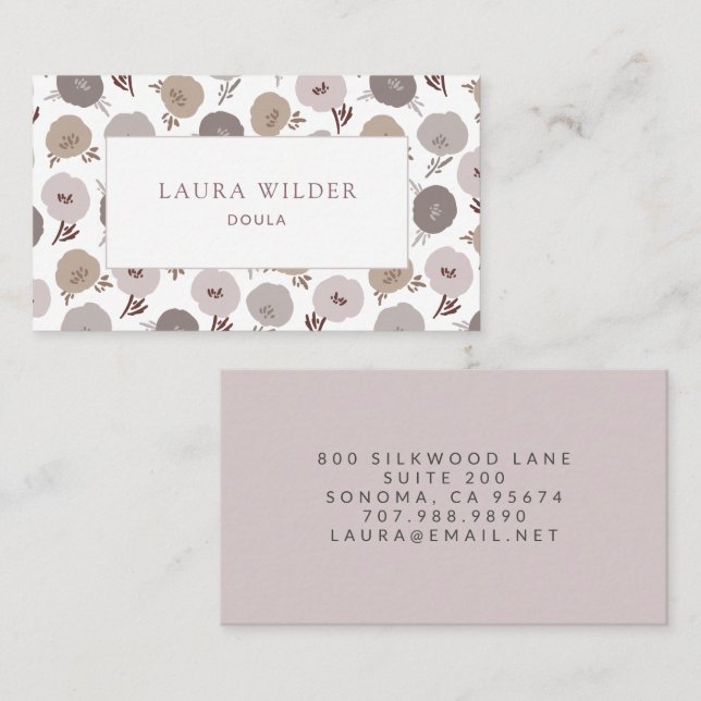 Elegant Modern Doula Blommönster Visitkort (Fram/baksida)