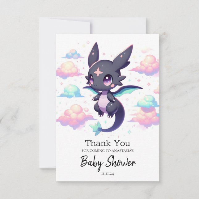 Elegant Modern Dragon Baby Shower Tack Kort (Framsida)
