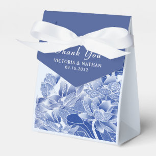 Elegant Modern Dusty Blue Blommigt Chinoiserie Presentaskar
