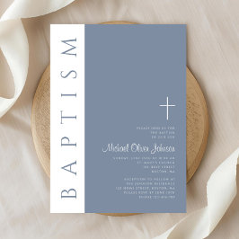 Elegant Modern Dusty Blue Kor Baptism Inbjudningar