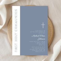 Elegant Modern Dusty Blue Kor First Communion