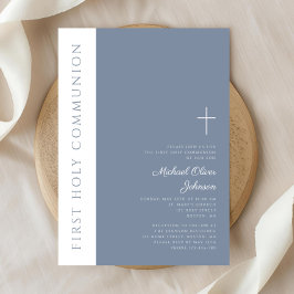 Elegant Modern Dusty Blue Kor First Communion Inbjudningar