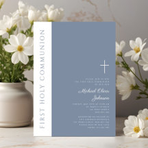 Elegant Modern Dusty Blue Kor First Communion