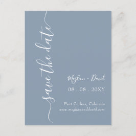 Elegant Modern Dusty Blue Spara datum Meddelande Vykort
