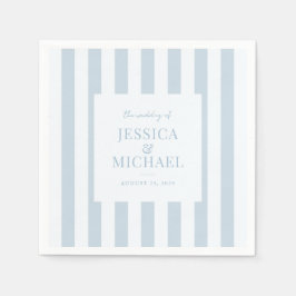 Elegant Modern Dusty Blue Striped Wedding Pappersservett