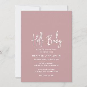 Elegant Modern Dusty Ro Girl Hej Baby Shower Inbjudningar