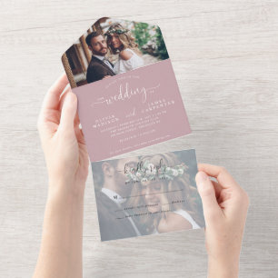 Elegant Modern Dusty Ro Script 2 Photo Bröllop