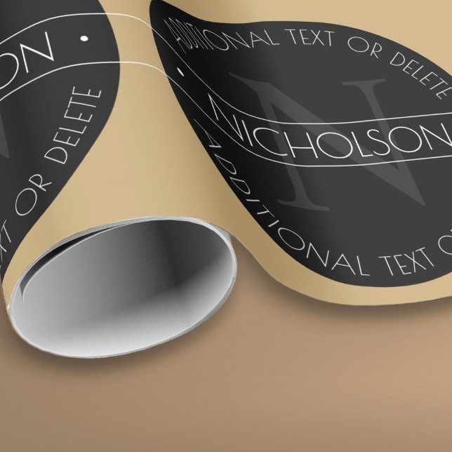 Elegant Modern Editable Monogram Black White Guld Presentpapper (Skapare uppladdad)