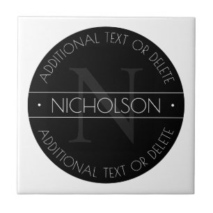 Elegant Modern Editable Monogram Black & White Kakelplatta