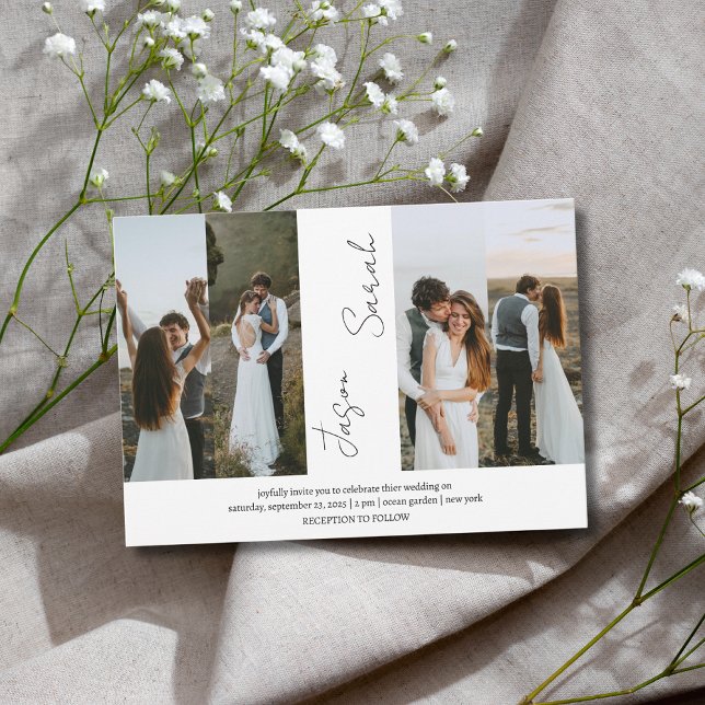 Elegant Modern Elegant 4 Foton bröllop Inbjudningar (Skapare uppladdad)